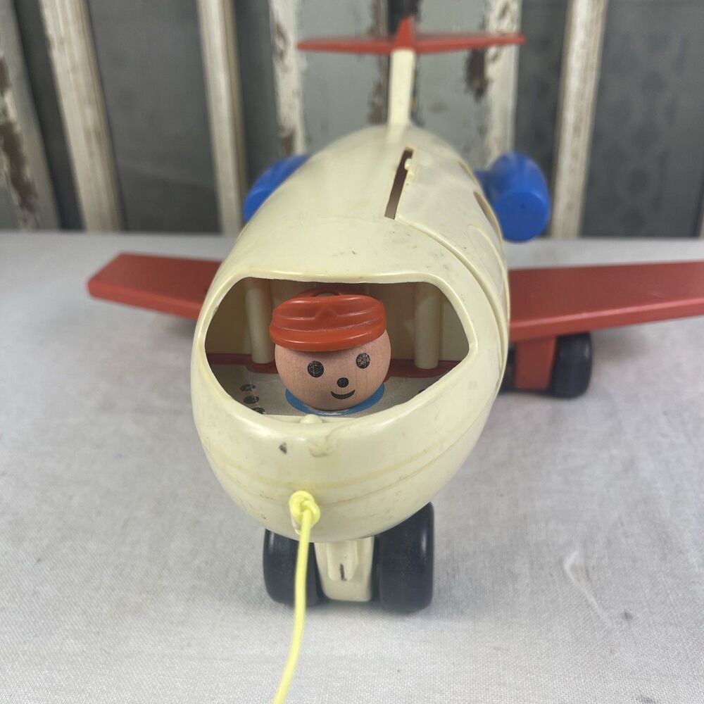 1970s Fisher Price Vintage Little People Fun Toy Jet Airplane Plane  Toy - Picture 9 of 10